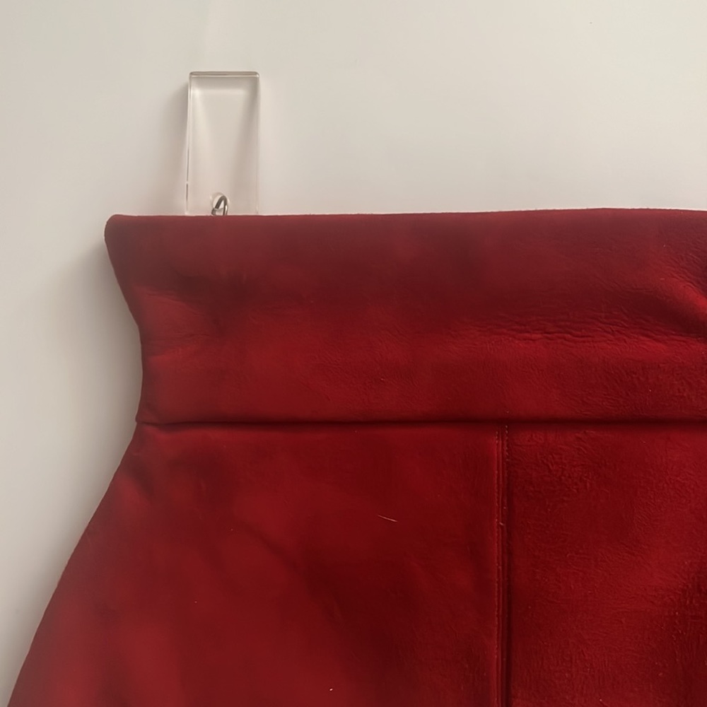 Claret red suede zippered vintage large clutch bag, 1970s ish - Picture 2 of 9